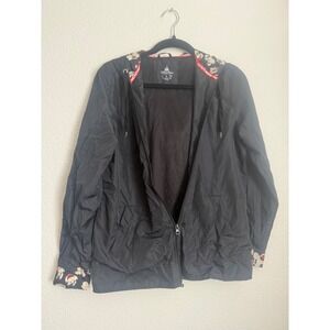 Disney Parks Mickey Mouse Windbreaker Jacket Black Hooded Walt Disney World S
